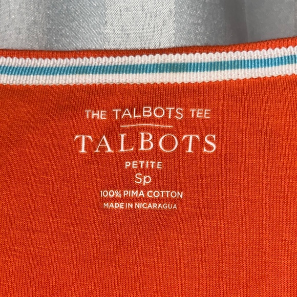 Talbots Bright Orange V-Neck Short Sleeve Tee “The Talbots Tee” - Picture 2 of 6